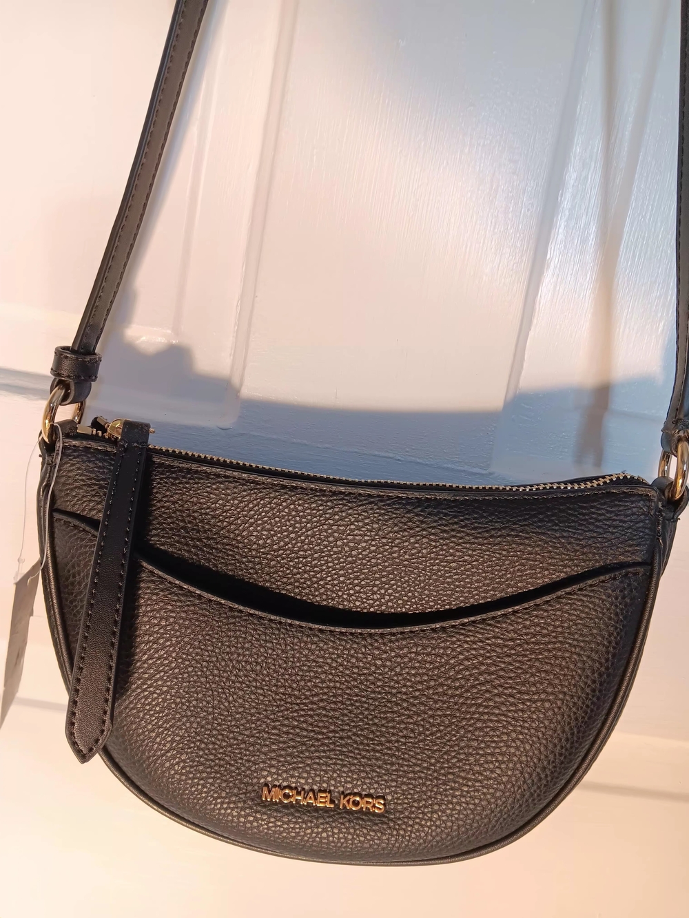 Michael Kors Black Leather Crescent Crossbody Bag - Picture 3 of 9